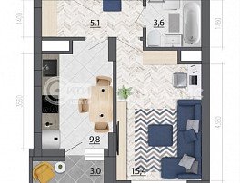 1-комнатная квартира, 35.4 м2