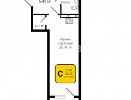 1-комнатная квартира, 35.06 м2