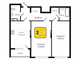 2-комнатная квартира, 60.87 м2