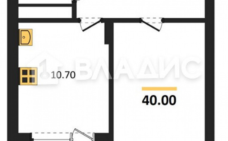 1-Комнатная квартира 40.00м², эт. 6, фото 12