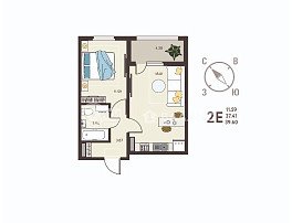 1-комнатная квартира, 39.6 м2