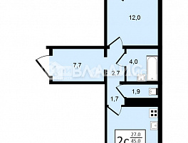 2-комнатная квартира, 46.7 м2