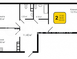 2-комнатная квартира, 60 м2