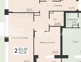 2-комнатная квартира, 62.18 м2