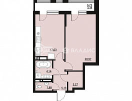 1-комнатная квартира, 55.8 м2