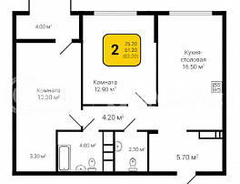 2-комнатная квартира, 63.2 м2