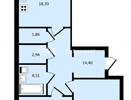 2-комнатная квартира, 74.28 м2