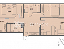 3-комнатная квартира, 95.45 м2