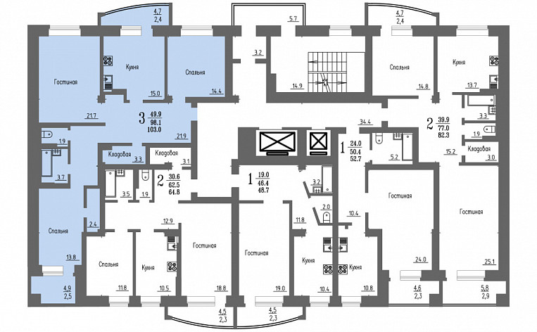 3-Комнатная квартира 100.80м², эт. 3, фото 6