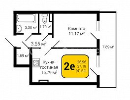2-комнатная квартира, 41.52 м2