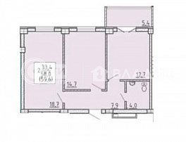 2-комнатная квартира, 59.6 м2