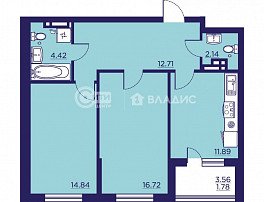 2-комнатная квартира, 64.35 м2