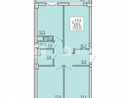 3-комнатная квартира, 73.2 м2