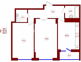 2-комнатная квартира, 69.3 м2