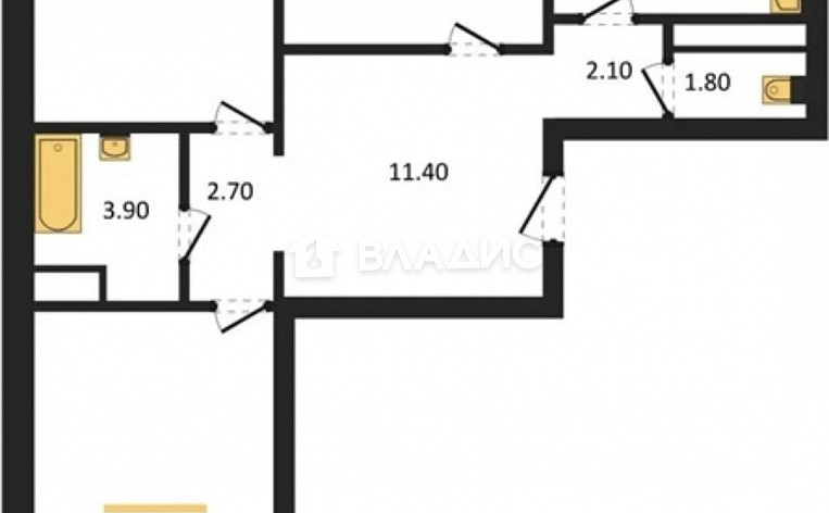 3-Комнатная квартира 79.90м², эт. 3, фото 4