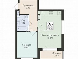 2-комнатная квартира, 44.22 м2