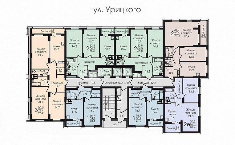 2-комнатная квартира, 65.4 м2, эт. 10, id: 833419, фото 6