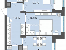 2-Комнатная квартира 60.60м²
