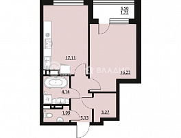 1-комнатная квартира, 49.62 м2