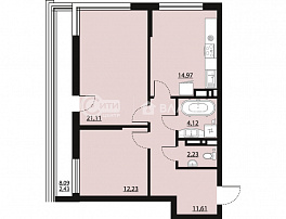 2-комнатная квартира, 68.7 м2