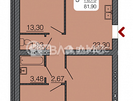 3-комнатная квартира, 79.33 м2