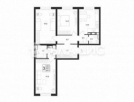 3-комнатная квартира, 89.9 м2