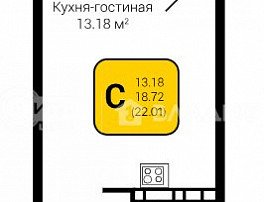1-комнатная квартира, 22.01 м2