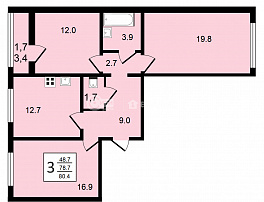 3-комнатная квартира, 80.4 м2