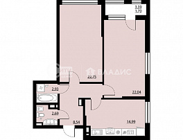 2-комнатная квартира, 75.63 м2