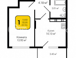 2-комнатная квартира, 51.1 м2