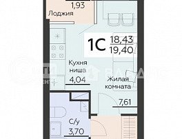 1-комнатная квартира, 19.4 м2