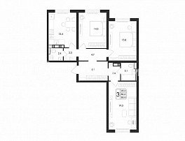 3-комнатная квартира, 86.4 м2