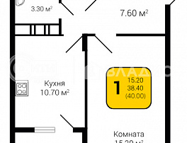 1-комнатная квартира, 40 м2