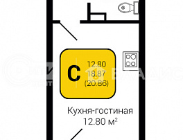 1-комнатная квартира, 20.86 м2