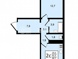 2-комнатная квартира, 49.1 м2