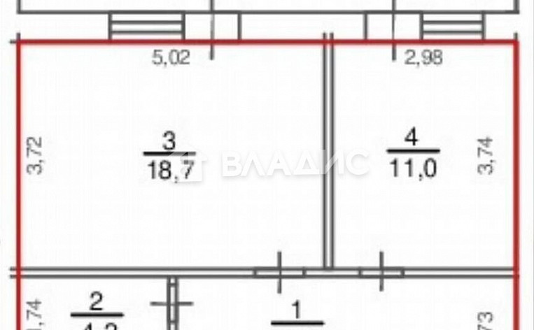 1-Комнатная квартира 43.60м², эт. 3, фото 11