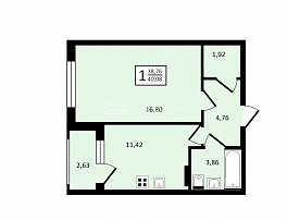 1-комнатная квартира, 40.08 м2