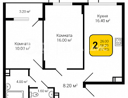 2-комнатная квартира, 57.8 м2