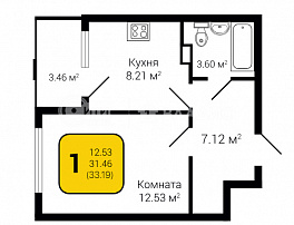 1-комнатная квартира, 33.19 м2