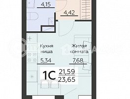 1-комнатная квартира, 23.65 м2