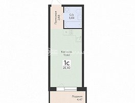 1-комнатная квартира, 26.4 м2