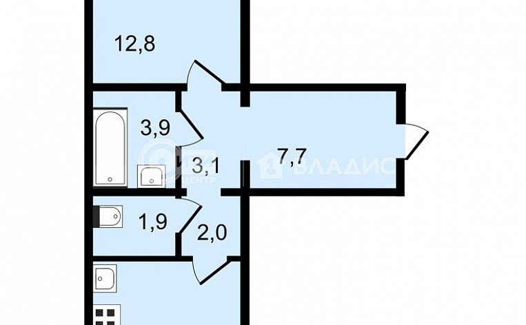 2-комнатная квартира, 49.2 м2, эт. 9, id: 1066013, фото 23