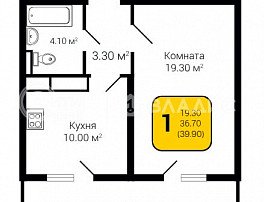 1-комнатная квартира, 39.9 м2