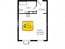 1-комнатная квартира, 31.48 м2