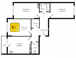 3-комнатная квартира, 87.4 м2