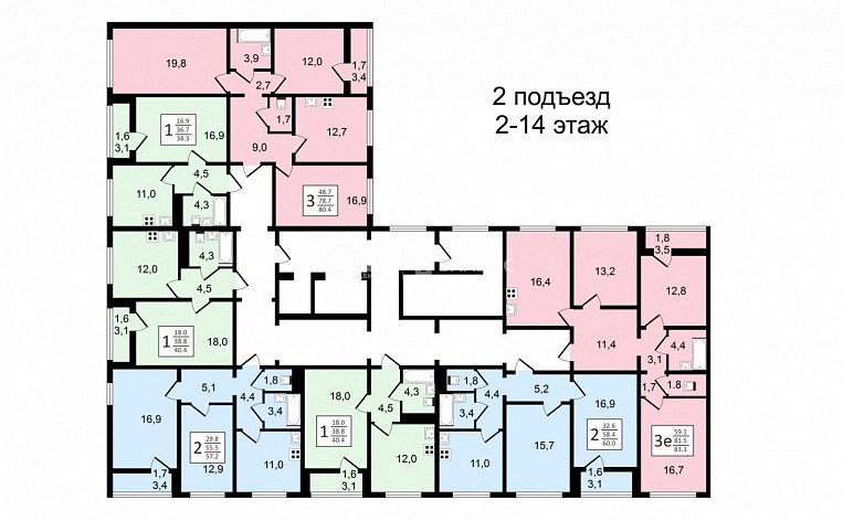 2-комнатная квартира, 68.2 м2, эт. 16, id: 969780, фото 18