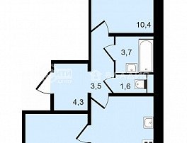 2-комнатная квартира, 57 м2