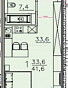 Студия 33.40м², эт. 13, фото 15
