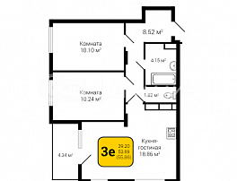 3-комнатная квартира, 55.86 м2