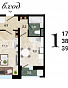 1-комнатная квартира, 39 м2, эт. 11, id: 705323, фото 1